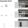 2-Tier Storage Bench, Shoe Bench with Thickened Padded Seat Cushion, Entryway Bench with 4 Doors, Adjustable Shelf, 13.8" D x 45.3" W x 18.5" H, for Entryway, Living Room, Bedroom, White