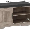 2-Tier Storage Bench, Shoe Bench with Thickened Padded Seat Cushion, Entryway Bench with 4 Doors, Adjustable Shelf, 13.8" D x 45.3" W x 18.5" H, for Entryway, Living Room, Bedroom, White