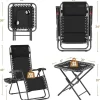 3PCS Zero Gravity Recliner Portable Outdoor Reclining Chair Set Side Table Lounge Chairs