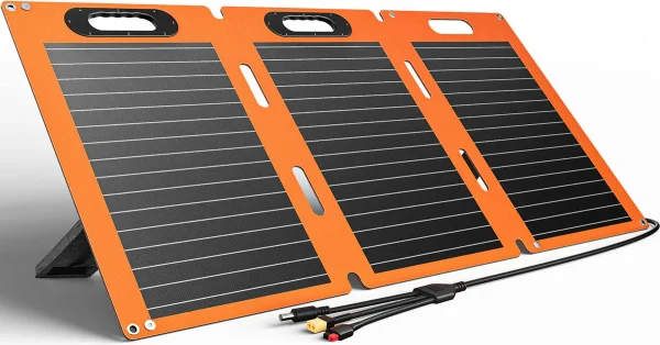 3-in-1 Output Cords Solar Panel Charger with Adjustable Foot Pedal for Homes Camping