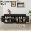 2-Tier Storage Bench, Shoe Bench with Thickened Padded Seat Cushion, Entryway Bench with 4 Doors, Adjustable Shelf, 13.8" D x 45.3" W x 18.5" H, for Entryway, Living Room, Bedroom, White