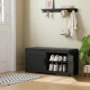 2-Tier Storage Bench, Shoe Bench with Thickened Padded Seat Cushion, Entryway Bench with 4 Doors, Adjustable Shelf, 13.8" D x 45.3" W x 18.5" H, for Entryway, Living Room, Bedroom, White