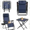 3PCS Zero Gravity Recliner Portable Outdoor Reclining Chair Set Side Table Lounge Chairs