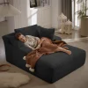 50 Inch Chaise Lounge Chair Indoor, Oversized Corduroy Upholstered Boneless Sofa Bed, Deep Seat Sleeper Couch Reading Chairs, Cloud Sofas Couches for Living Room, No Assembly Required (Dark Grey)