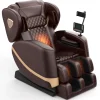 2025 Massage Chair Full Body, Zero Gravity Massage Chair with 10 Fix Rollers, Heating, Foot Massage, Auto Modes, Bluetooth Speaker, Touch Screen Controller (Black & Brown)