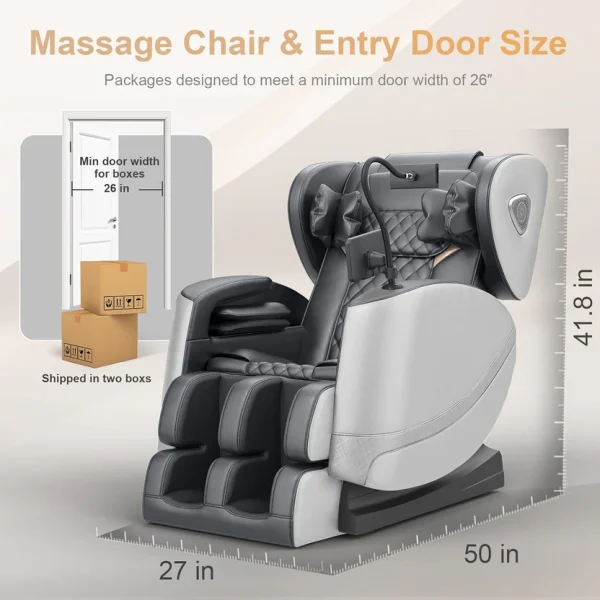 2025 Massage Chair Full Body, Zero Gravity Massage Chair with 10 Fix Rollers, Heating, Foot Massage, Auto Modes, Bluetooth Speaker, Touch Screen Controller (Black & Brown)