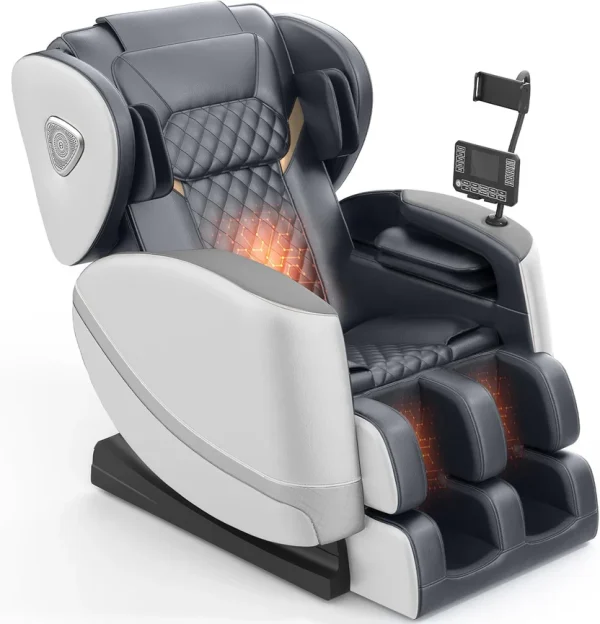 2025 Massage Chair Full Body, Zero Gravity Massage Chair with 10 Fix Rollers, Heating, Foot Massage, Auto Modes, Bluetooth Speaker, Touch Screen Controller (Black & Brown)