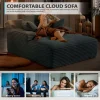 50 Inch Chaise Lounge Chair Indoor, Oversized Corduroy Upholstered Boneless Sofa Bed, Deep Seat Sleeper Couch Reading Chairs, Cloud Sofas Couches for Living Room, No Assembly Required (Dark Grey)