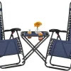 3PCS Zero Gravity Recliner Portable Outdoor Reclining Chair Set Side Table Lounge Chairs