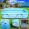 2026 Upgrade Inflatable Pools with Lights, Inflatable Swimming Pools for Adults, Blow Up Pool Solar, Large Pool, Durable Thickened Inflatable Pool for Backyard- Light Blue