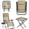 3PCS Zero Gravity Recliner Portable Outdoor Reclining Chair Set Side Table Lounge Chairs