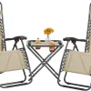 3PCS Zero Gravity Recliner Portable Outdoor Reclining Chair Set Side Table Lounge Chairs