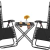 3PCS Zero Gravity Recliner Portable Outdoor Reclining Chair Set Side Table Lounge Chairs