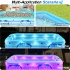 2026 Upgrade Inflatable Pools with Lights, Inflatable Swimming Pools for Adults, Blow Up Pool Solar, Large Pool, Durable Thickened Inflatable Pool for Backyard- Light Blue
