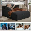 50 Inch Chaise Lounge Chair Indoor, Oversized Corduroy Upholstered Boneless Sofa Bed, Deep Seat Sleeper Couch Reading Chairs, Cloud Sofas Couches for Living Room, No Assembly Required (Dark Grey)