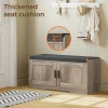 2-Tier Storage Bench, Shoe Bench with Thickened Padded Seat Cushion, Entryway Bench with 4 Doors, Adjustable Shelf, 13.8" D x 45.3" W x 18.5" H, for Entryway, Living Room, Bedroom, White