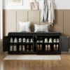 2-Tier Storage Bench, Shoe Bench with Thickened Padded Seat Cushion, Entryway Bench with 4 Doors, Adjustable Shelf, 13.8" D x 45.3" W x 18.5" H, for Entryway, Living Room, Bedroom, White