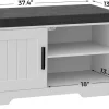 2-Tier Storage Bench, Shoe Bench with Thickened Padded Seat Cushion, Entryway Bench with 4 Doors, Adjustable Shelf, 13.8" D x 45.3" W x 18.5" H, for Entryway, Living Room, Bedroom, White