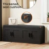 2-Tier Storage Bench, Shoe Bench with Thickened Padded Seat Cushion, Entryway Bench with 4 Doors, Adjustable Shelf, 13.8" D x 45.3" W x 18.5" H, for Entryway, Living Room, Bedroom, White