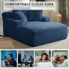 50 Inch Chaise Lounge Chair Indoor, Oversized Corduroy Upholstered Boneless Sofa Bed, Deep Seat Sleeper Couch Reading Chairs, Cloud Sofas Couches for Living Room, No Assembly Required (Dark Grey)