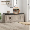 2-Tier Storage Bench, Shoe Bench with Thickened Padded Seat Cushion, Entryway Bench with 4 Doors, Adjustable Shelf, 13.8" D x 45.3" W x 18.5" H, for Entryway, Living Room, Bedroom, White