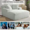 50 Inch Chaise Lounge Chair Indoor, Oversized Corduroy Upholstered Boneless Sofa Bed, Deep Seat Sleeper Couch Reading Chairs, Cloud Sofas Couches for Living Room, No Assembly Required (Dark Grey)