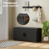 2-Tier Storage Bench, Shoe Bench with Thickened Padded Seat Cushion, Entryway Bench with 4 Doors, Adjustable Shelf, 13.8" D x 45.3" W x 18.5" H, for Entryway, Living Room, Bedroom, White