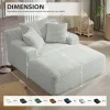 50 Inch Chaise Lounge Chair Indoor, Oversized Corduroy Upholstered Boneless Sofa Bed, Deep Seat Sleeper Couch Reading Chairs, Cloud Sofas Couches for Living Room, No Assembly Required (Dark Grey)